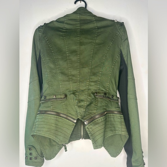 SHALANG Studded & ZIPPER Army GreenJacket Size: M - Picture 2 of 13